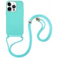 Silikonový kryt se šňůrkou pro iPhone 13 Pro Max - modrý