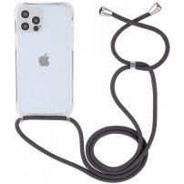 Transparentní kryt se šňůrkou pro iPhone 12 Pro Max - šedý