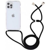 Transparentní kryt se šňůrkou pro iPhone 12 Pro Max - černý