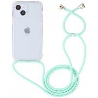 Transparentní kryt se šňůrkou pro iPhone 13 mini - tyrkysový
