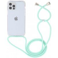 Transparentní kryt se šňůrkou pro iPhone 13 Pro Max - tyrkysový