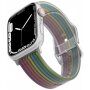 Matný průsvitný silikonový řemínek s proužky pro Apple Watch 42mm / 41mm / 40mm / 38mm - černý