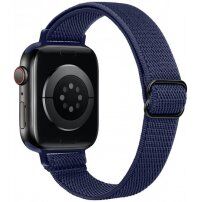 Nylonový tenký řemínek s posuvnou přezkou pro Apple Watch 42mm / 41mm / 40mm / 38mm - tmavě modrý
