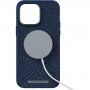 NJORD kryt z lososí kůže s MagSafe pro iPhone 14 Pro Max - tmavě modrý