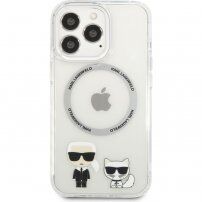 Karl Lagerfeld Karl and Choupette kryt s MagSafe pro iPhone 13 Pro Max - čirý