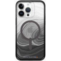 GEAR4 D3O Milan Snap Black Swirl transparentní kryt s MagSafe pro iPhone 14 Pro Max - černý