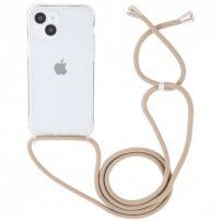 Transparentní kryt se šňůrkou pro iPhone 14 Plus - béžový
