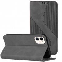Kožené flipové pouzdro se vzorem pro iPhone 11 - šedé
