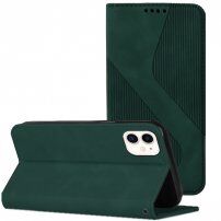 Kožené flipové pouzdro se vzorem pro iPhone 11 - tmavě zelené