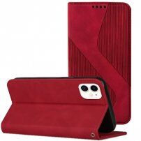 Kožené flipové pouzdro se vzorem pro iPhone 12 mini - červené
