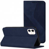 Kožené flipové pouzdro se vzorem pro iPhone 12 mini - tmavě modré