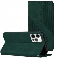 Kožené flipové pouzdro se vzorem pro iPhone 13 Pro - tmavě zelené