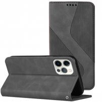 Kožené flipové pouzdro se vzorem pro iPhone 14 Pro Max - šedé