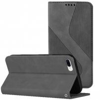 Kožené flipové pouzdro se vzorem pro iPhone 7 Plus / 8 Plus - šedé