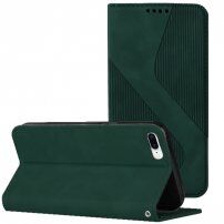 Kožené flipové pouzdro se vzorem pro iPhone 7 Plus / 8 Plus - tmavě zelené