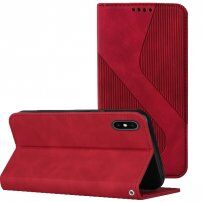 Kožené flipové pouzdro se vzorem pro iPhone XS Max - červené