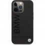 BMW Leather Hot Stamp kryt pro iPhone 14 Pro Max - černý