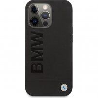 BMW Leather Hot Stamp kryt pro iPhone 14 Pro Max - černý