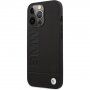 BMW Leather Hot Stamp kryt pro iPhone 14 Pro Max - černý