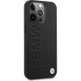 BMW Leather Hot Stamp kryt pro iPhone 14 Pro Max - černý