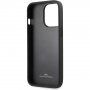 BMW Leather Hot Stamp kryt pro iPhone 14 Pro Max - černý