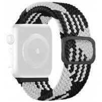 Řemínek s copánkovým vzorem pro Apple Watch 42mm / 41mm / 40mm / 38mm - bíločerný