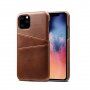 Kožený kryt s kapsou na karty pro iPhone 11 Pro Max - hnědý