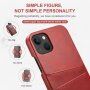 Kožený kryt s kapsou na karty pro iPhone 14 - červený
