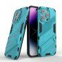 Odolný ochranný kryt se stojánkem pro iPhone 14 Pro - modrý