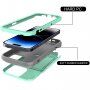 Odolný kryt s prostorem na karty a zrcátkem pro iPhone 14 Pro Max - mentolový