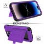 Odolný kryt s prostorem na karty a zrcátkem pro iPhone 14 Pro Max - fialový