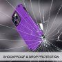 Odolný kryt s prostorem na karty a zrcátkem pro iPhone 14 Pro Max - fialový