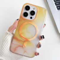 Průsvitný kryt se vzorem vodových barev a MagSafe pro iPhone 13 Pro Max - oranžový