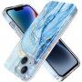 Mramorový třpytivý kryt pro iPhone 14 Plus - modrý