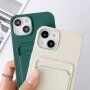 Silikonový kryt se šňůrkou a kapsou na karty pro iPhone 13 Pro Max - šedý