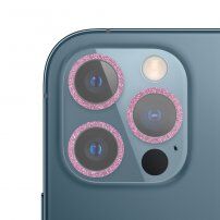 Tvrzené sklo se třpytivými rámečky k ochraně čoček fotoaparátu pro iPhone 12 Pro - růžové