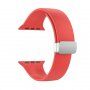 Silikonový řemínek s kovovým magnetickým zapínáním pro Apple Watch 42mm / 41mm / 40mm / 38mm - červený