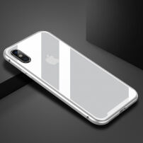 BASEUS magnetický rámeček a tvrzené sklo pro iPhone XS / iPhone X - stříbrná