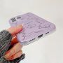 Matný transparentní kryt s motivem abstraktních králíčků pro iPhone 13 Pro Max - fialový