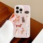 Matný transparentní kryt s motivem štěňátek pro iPhone 13 Pro Max - růžový