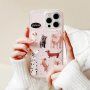 Matný transparentní kryt s motivem štěňátek pro iPhone 13 Pro Max - růžový