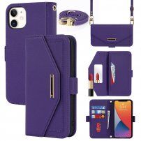 Flipové pouzdro s popruhem ve stylu psaníčka pro iPhone 12 mini - fialové