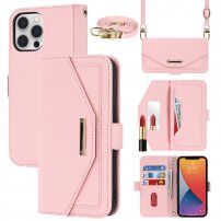 Flipové pouzdro s popruhem ve stylu psaníčka pro iPhone 12 Pro Max - růžové
