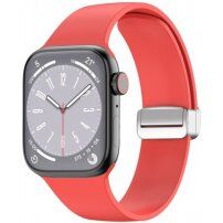 Silikonový řemínek s kovovým magnetickým zapínáním pro Apple Watch 42mm / 41mm / 40mm / 38mm - červený