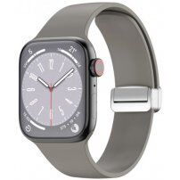 Silikonový řemínek s kovovým magnetickým zapínáním pro Apple Watch 42mm / 41mm / 40mm / 38mm - šedý