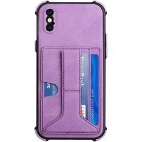 Kryt s kapsou na karty a stojánkem pro iPhone X / XS - fialový