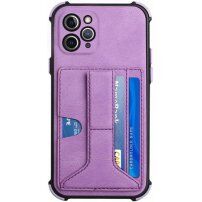 Kryt s kapsou na karty a stojánkem pro iPhone 11 Pro - fialový