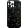 Matný kryt s abstraktním motivem pro iPhone 13 Pro Max - černý