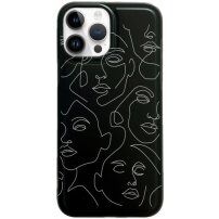 Matný kryt s abstraktním motivem pro iPhone 14 Pro - černý
