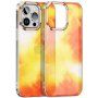 Třpytivý kryt se vzorem vodových barev pro iPhone 13 Pro Max - oranžovožlutý